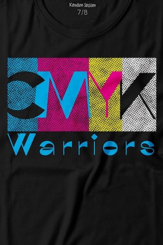 Kendim Seçtim Grafiker Cmyk Savaşçısı Warrior Tasarımcı Baskılı Tişört Çocuk T-shirt 001