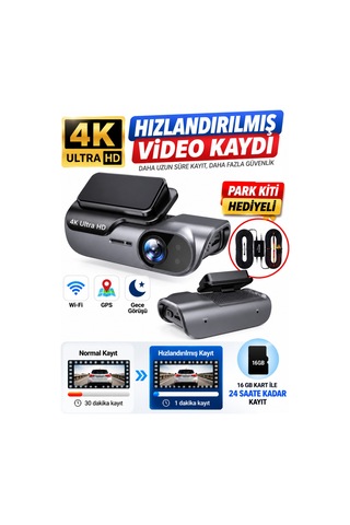 4k Ultra Hd Araç Kamerası Hızlandırılmış Video Kaydı Ve Park Kiti Hediyeli 512gb'a Kadar Destekler