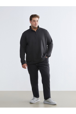 Lcwaıkıkı Classic Antrasit Büyük Beden Dik Yaka Erkek Sweatshirt