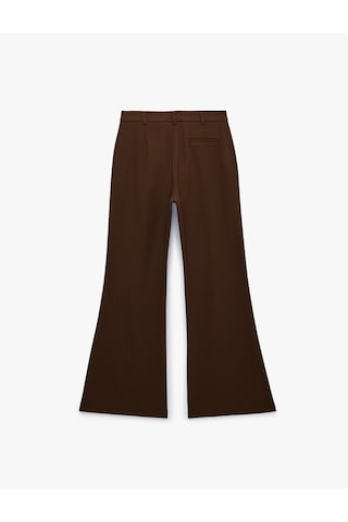 Koton Slim Fit Cepli Nervürlü İspanyol Paça Kumaş Pantolon Kahverengi 7wak40061pw Kahve