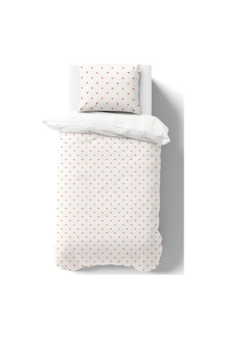 Organik Tek Kişilik Nevresim Takımı 160x220 - Kalp Yağmuru Renkli