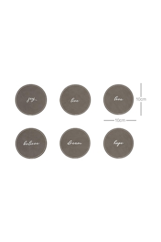 Ocean Home Textile 6'li Gri Renk Deri Bardak Altlığı Ø 10 Cm Genel