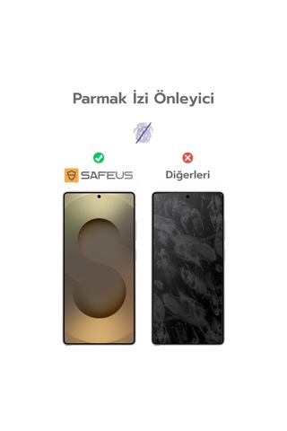 Safeus Tam Kaplayan Parmak İzi Bırakmayan Safir Ekran Koruyucu Cam , Samsung S25 İle Uyumlu