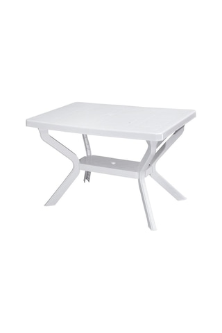Omnipazar Mt-gf240 Prima Roccia Plastik Dikdörtgen Bahçe Balkon Masa 70x110 Cm Beyaz