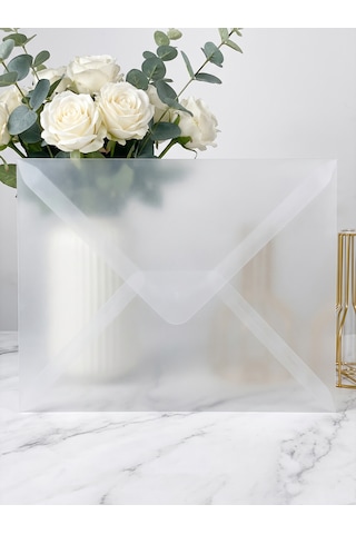 10 Adet 13x18 Cm Premium Kalite Davetiye Zarfı Buzlu Şeffaf