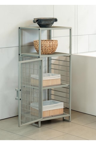 Dekoratif Bej Metal Çok Amaçlı Dolap 4 Raflı Organizer