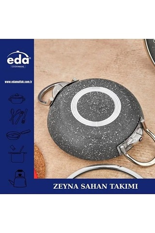 Eda Zk-603 Zeyna 3'lü Granit Kapaklı Sahan Set Gri