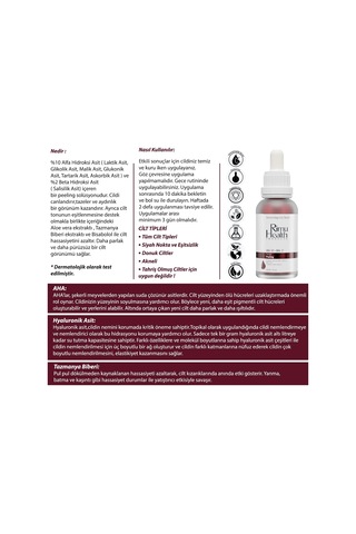 Canlandırıcı Ve Cilt Tonu Eşitleyici Yüz Peeling Serum 30 Ml Aha 10% + Bha 2%