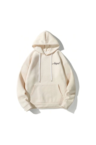 Tarzsokak Manfinity Hypemode Letter & Figure Graphic Kangaroo Pocket Drawstring Hoodie Bej