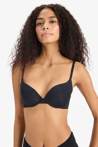 Defacto Push Up Micro Kaplı Yarım Dolgulu Balenli Tişört Bra Fall İn Love Z3350az25aubk81 Siyah
