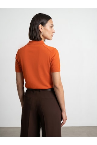 Dilvin 10871 Lyocell Karışımlı Polo Yaka Bluz-oranj