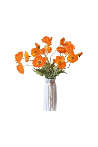 Yapay Çiçek Gelincik Çiçeği Turuncu Renk 3 Çiçek 1 Tomurcuk 59cm