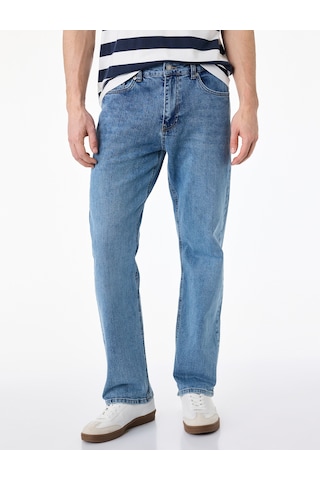 Koton Pamuklu Normal Bel Straight Fit Jean Pantolon - Mark Jean Açık İndigo 6sam40295nd