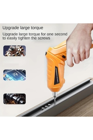 Honeybeeshop Ultra Premium Elektrikli Tornavida Turuncu Led Aydınlatmalı Yüksek Kapasiteli Pil Kompakt Ergonomik Aksesuarlar Dahil