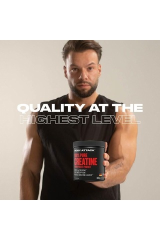 Body Attack 100% Pure Creatine Monohydrate Powder 300 Gr - 88 Servis - Almanya Menşeili Aromasız