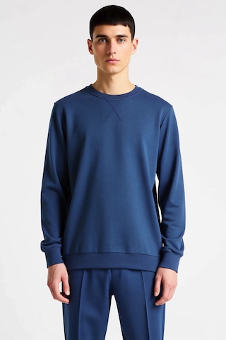 Benerly Erkek Düz Bisiklet Yaka Düşük Kol Uzun Kollu Sweatshirt Fonksiyon Indigo