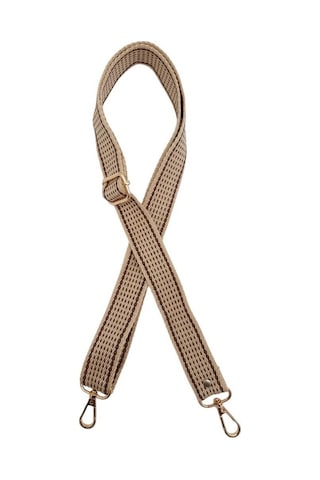 Angel Çanta Aksesuar 120x3 Cm Polyester Kolon Çanta Sapı Bej Renk Kahve Şeritli Light Gold Metalli