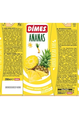 Dimes Ananas Aromalı İçecek İçecek 200 Ml X 27 Adet