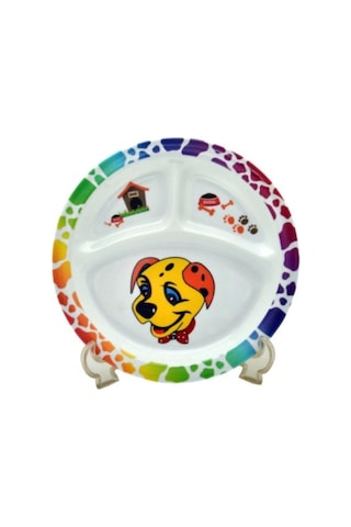 Bebek Mama Tabağı Köpek Formlu 5 Li Set Melamin Oval Çok Renkli