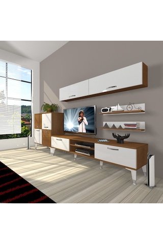 Decoraktiv Eko 6y Mdf Dvd Silver Tv Ünitesi Tv Sehpası Ceviz - Beyaz