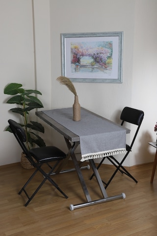 Dnc Home Tekstil Ndchome Keten Gri Antrasit Ponponlu Runner 150 X 45 Antrasit