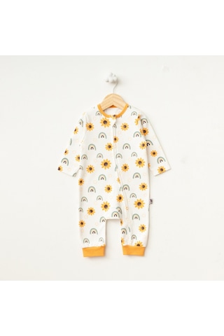 Crazy Baby Sun Flower Ribanalı Tulum Ekru
