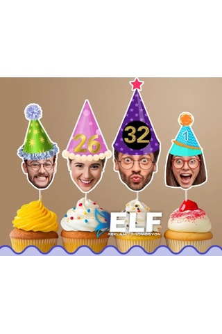 Kişiye Özel Pasta Süsü Cupcake Süs Kürdan Süs 10 Adet 0