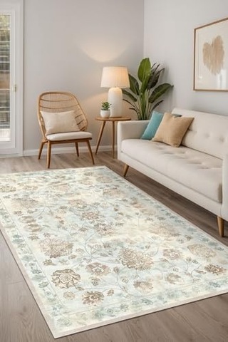 Şönil Kaymaz Doğal Pamuk Tabanlı Yıkanabilir Antibakteriyel Çevre Dostu Salon Halısı 160x230 Diğer