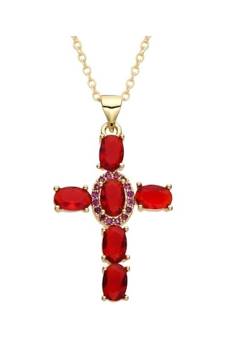 Soulader 2025 Yeni Moda Kadın Hip Hop Tarzı Bakır Mikro Mozaik Zirkon Taşlı Çapraz Kolye Ucu Köprücük Kemiği Zinciri Aksesuar Kırmızı