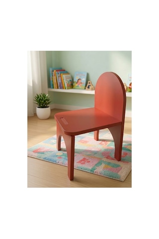 Montessori Mdf Çocuk Sandalyesi, Modern Tasarım, Güvenli Ve Dayanıklı Ahşap Çocuk Sandalyesi Kırmızı