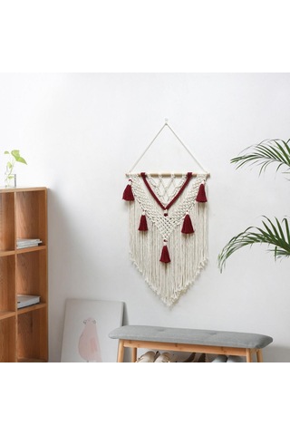 Homyl Makrome Duvar Asılı Goblen Püskül Ev Yatak Odası Dekor