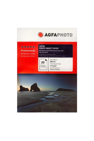 Premium Agfaphoto Fotoğraf Kağıdı 270gr 20'lik A4 Inkjet Kağıt Mat Etkinlik Dekor Belge