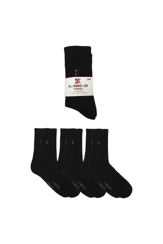 Erkek Havlu Pamuklu Kışlık Kalın Siyah Soket Çorap Termal 3'lü Paket Siyah