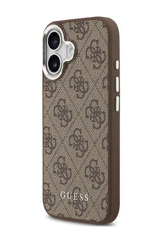 Apple Uyumlu iPhone 17 Kılıf Guess Lisanslı M-safe Şarj Özellikli 4g Klasik Yazı Logolu Kapak Kahverengi Kahverengi