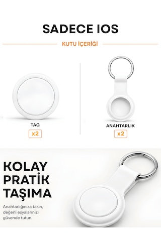 Beylini Tag Takip Cihazı Kablosuz Apple iOS Bul Uyumlu Lisanslı Araç Çocuk Anahtar Takip Sistemi Silikon Anahtarlıklı Akıllı Takip Cihazı Apple iOS Find My Uyumlu 2'li Paket