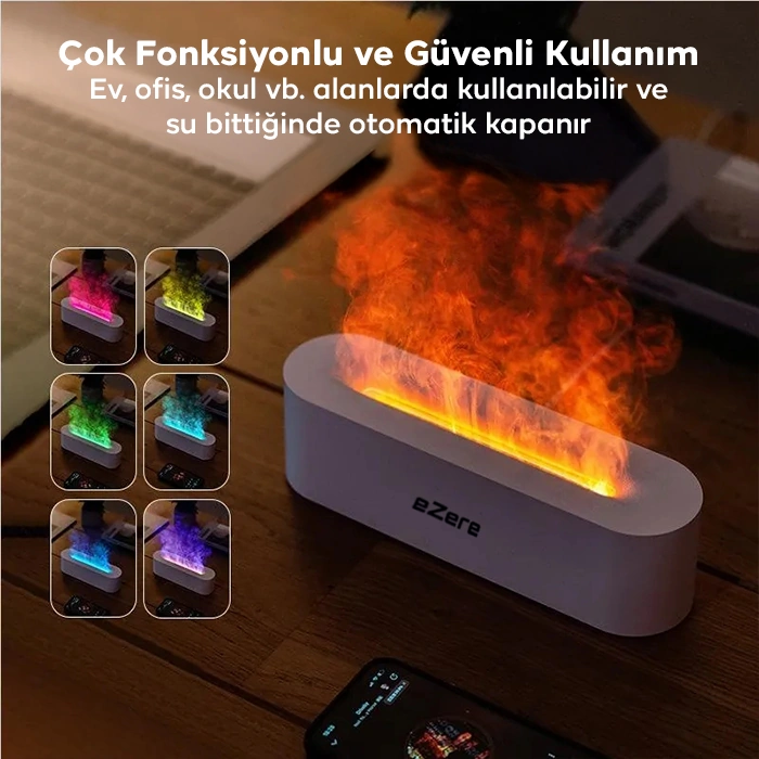 Ezere A3 Ev Ve Ofis İçin Alev Difüzörü Ve Ultrasonik Hava Nemlendici