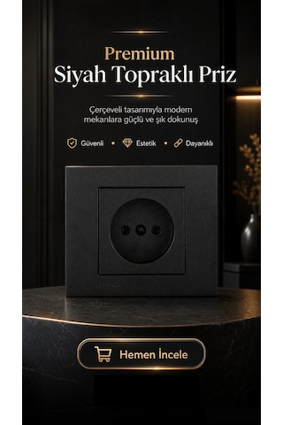 Ovivo Siyah Topraklı Priz - Çerçeveli Grano