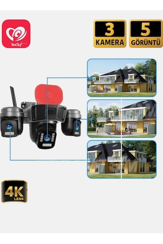 Avenir Av S-308 3 Kameralı Sirenli Wifi Kamera