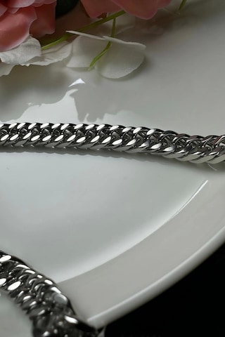 Küba Zincir Kalın Model Çelik Zincir Kolye Karma Serisi Silver