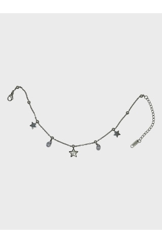 Arnes Jewelry Çelik Zirkon Taşlı Yıldızlı Halhal Ar585nes Silver