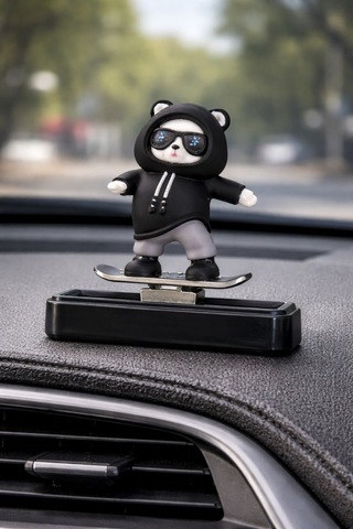 Araç İçi Numaratör Siyah Panda Figürlü Park Telefon Numarası Gizlenebilir