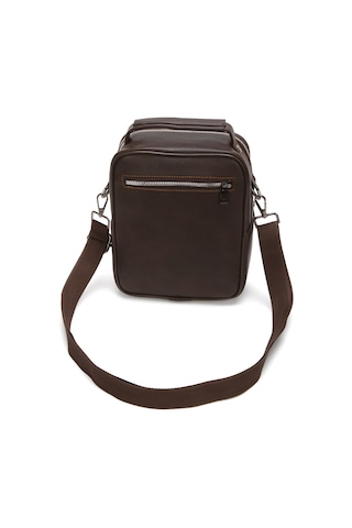 Newish Polo Erkek Deri Kapaklı Omuz Ve El Çantası 17x22cm New337 Kahverengi - Taba
