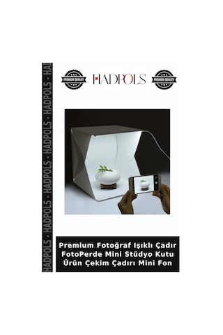 Premium Fotoğraf Işıklı Çadır Fotoperde Mini Stüdyo Kutu Ürün Çekim Çadırı Mini Fon Beyaz