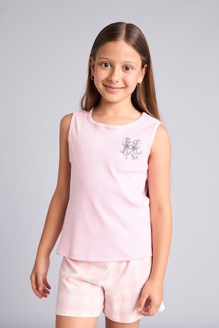 Defacto Dısney Lılo & Stıtch Lisanslı Regular Fıt Fitilli Şortlu 2li Pijama Açık Pembe Takımı Kız Çocuk H8093a826hspn186 Pembe-pn186