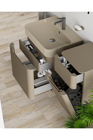 Creavit Colorit Çekmeceli Lavabo Dolabı 60 Cm Cappuccino Kahverengi