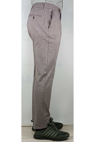 Balık Sırtı Erkek Desenli Klasık Esnek Pamuk Pantolon Kahve