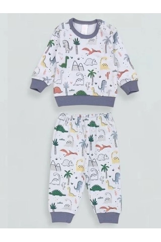 Erkek Bebek Desenli Pamuklu Pijama Takım-15341 Çok Renkli