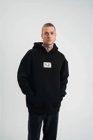 Butik İstanbul Unisex Kapşonlu Uzun Kol Patchli Nakışlı Sweatshirt - Siyah