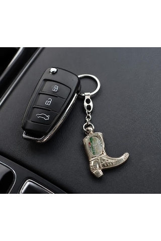 Metal Anahtarlık Araba Ev Ofis Anahtarı Çanta Aksesuarı Western Kovboy Çizme Figürlü 12 Cm