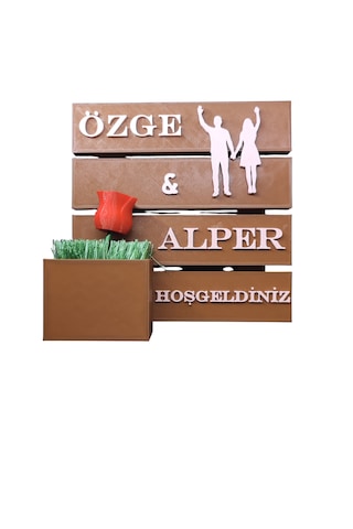 Kişiye Özel Aile İsimliği Kapı Üstü Hoşgeldiniz Yazılı Dekoratif Kapı Süsü 15x15 Cm